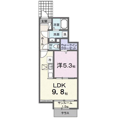 メゾンドアッシュ(1LDK/1階)の間取り写真