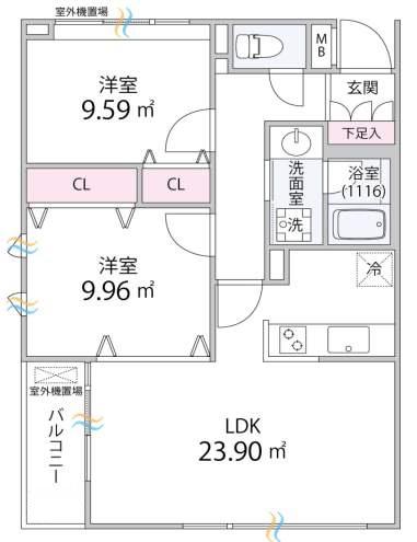 ル クール(2LDK/2階)の間取り写真