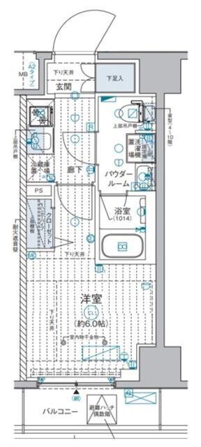 ジェノヴィア西横浜(1K/3階)の間取り写真
