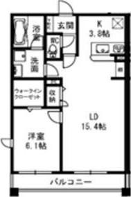 レジデンス二の宮(1LDK/1階)の間取り写真