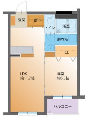 ハートフル セイシーズ 手原1丁目(1LDK/1階)の間取り写真