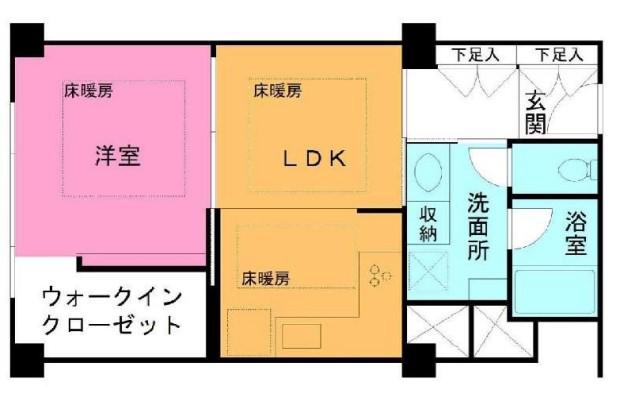ヴィラ赤坂(1LDK/6階)の間取り写真
