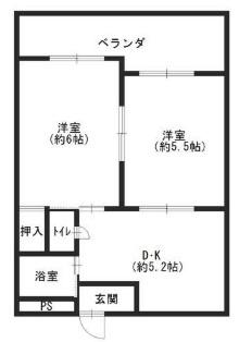 まるかマンション(2DK/1階)の間取り写真