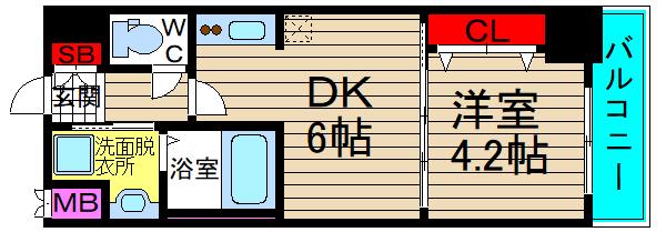 エスレジデンス阿波座ウエスト(1DK/9階)の間取り写真