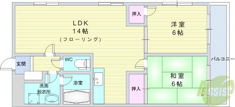 ベアージャケット(2LDK/1階)の間取り写真