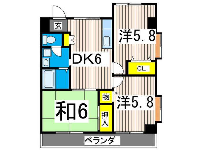 ノースルックファーム(3DK/4階)の間取り写真