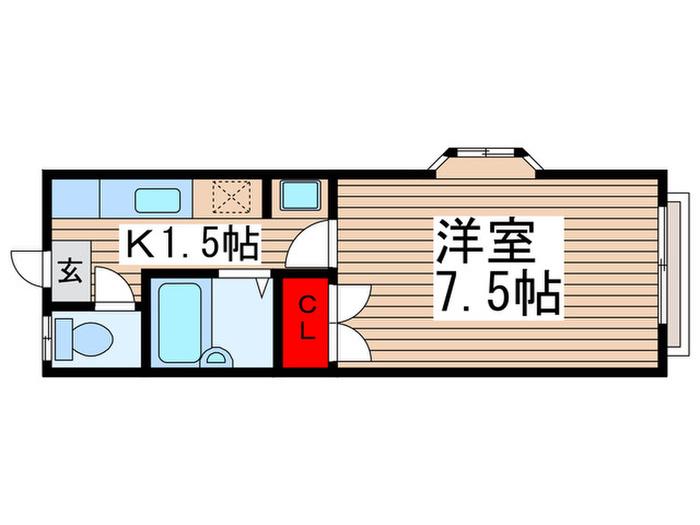 クレセント津田沼(1K/1階)の間取り写真