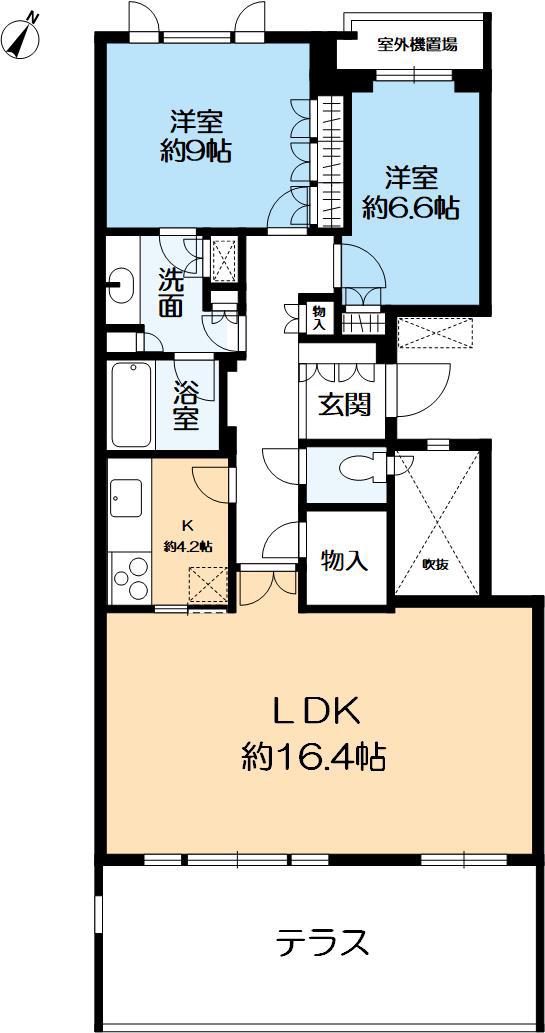 ザ・ハウス住吉本町(2LDK/1階)の間取り写真