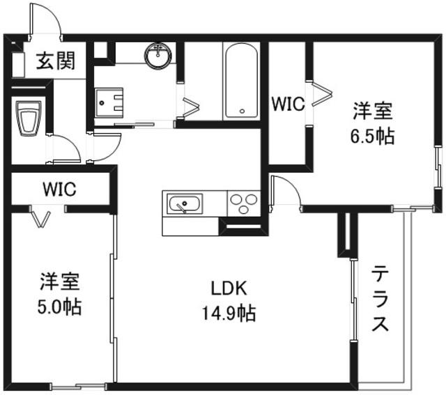 VANT CLAIR(2LDK/1階)の間取り写真