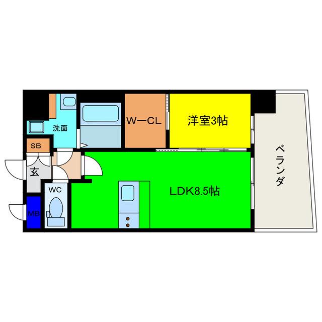 セレニテ西中島アリア壱番館(1LDK/9階)の間取り写真
