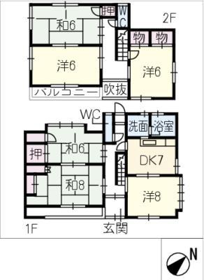 可児市大森A様(6DK/2階)の間取り写真