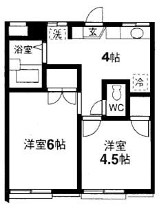 コトー国分寺(2K/2階)の間取り写真