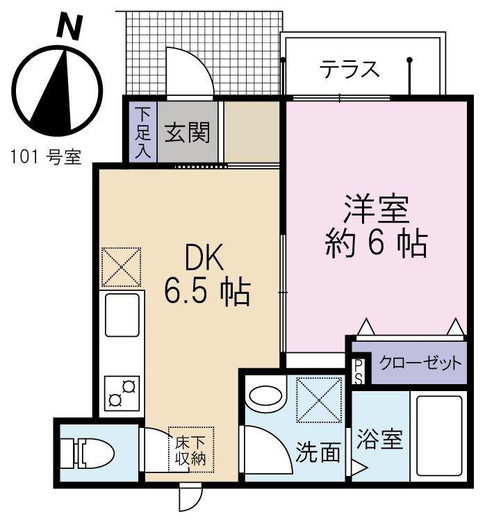 フュチュール モンレーヴ(1DK/1階)の間取り写真