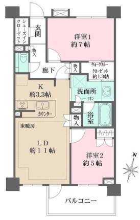 BELISTA四谷大京町(2LDK/3階)の間取り写真