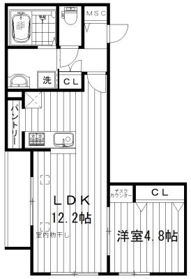 エルム桜山(1LDK/2階)の間取り写真