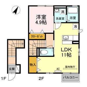 エクセル(1LDK/2階)の間取り写真