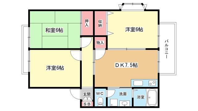サンシャイン緑丘(3DK/2階)の間取り写真