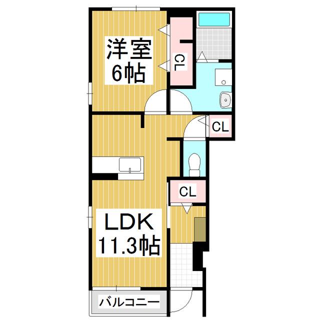 まちうえ(1LDK/1階)の間取り写真
