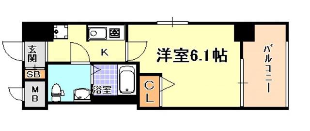 アクロス神戸住吉ステーションフロント(1K/6階)の間取り写真