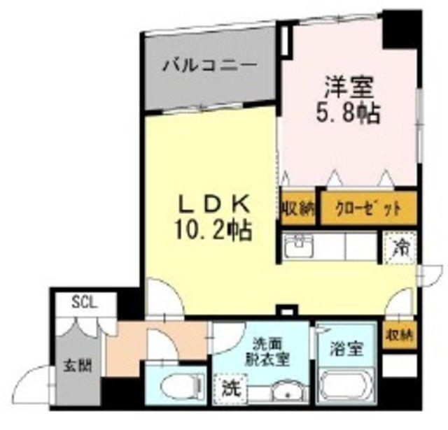 ポルトドゥヴァンドーム(1LDK/2階)の間取り写真