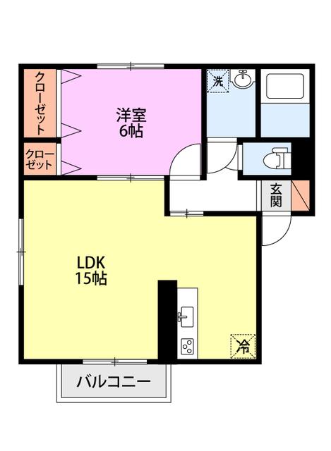 ウェリナ C棟(1LDK/2階)の間取り写真