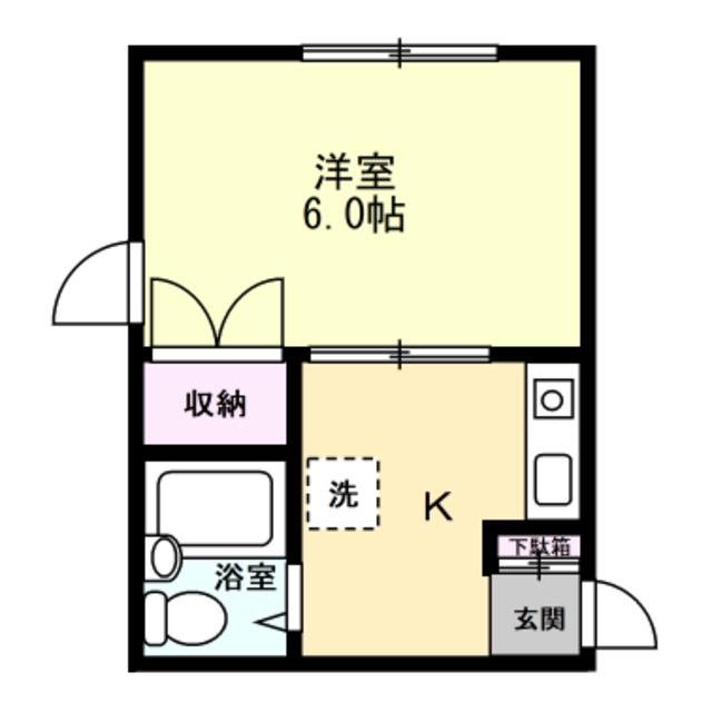 ライズ清水町(1K/1階)の間取り写真