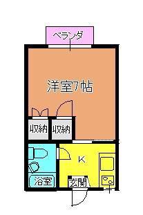 フィールドクラブII(1K/1階)の間取り写真