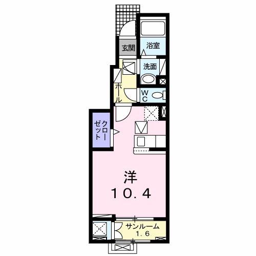メロウ デイズ(ワンルーム/1階)の間取り写真