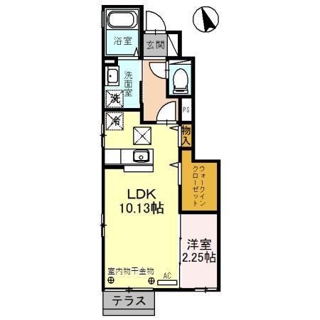ヴィレンテ大領(1LDK/1階)の間取り写真