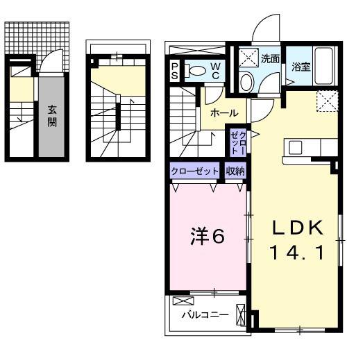 津守マナーハウス(1LDK/3階)の間取り写真