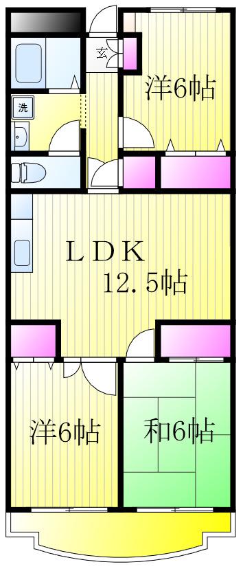 エントピア(3LDK/1階)の間取り写真