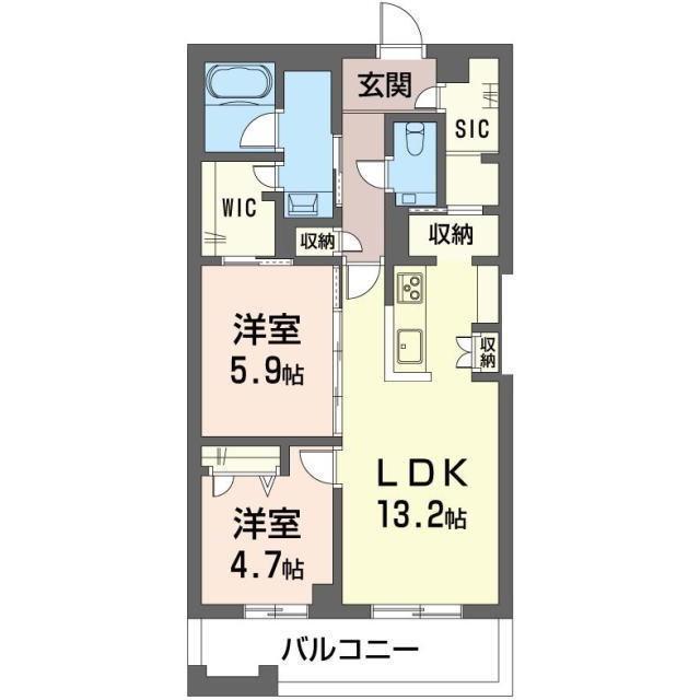 アウトリガー(2LDK/3階)の間取り写真
