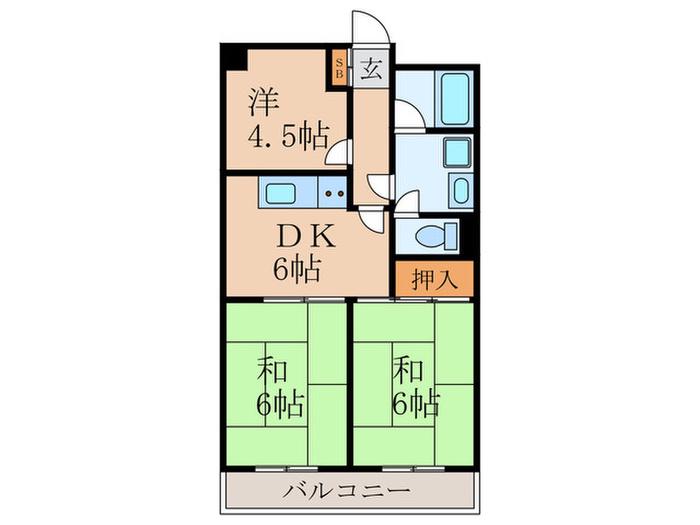 西院春栄ハイツ(3DK/7階)の間取り写真