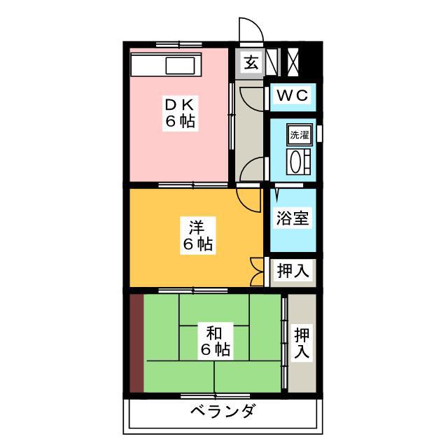 菊香荘新館(2DK/2階)の間取り写真