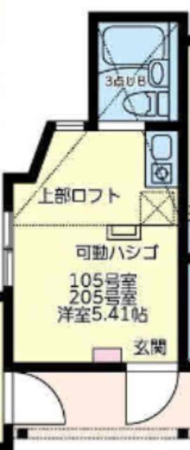 ユナイト和田町スウィーツアンサンブル(ワンルーム/2階)の間取り写真