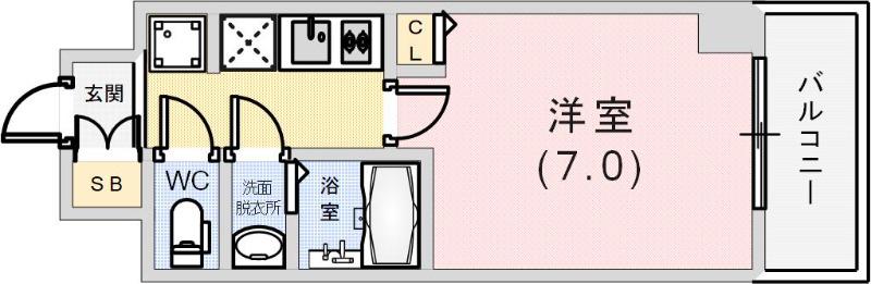 クレストタップ神戸湊町NOIR(1K/2階)の間取り写真