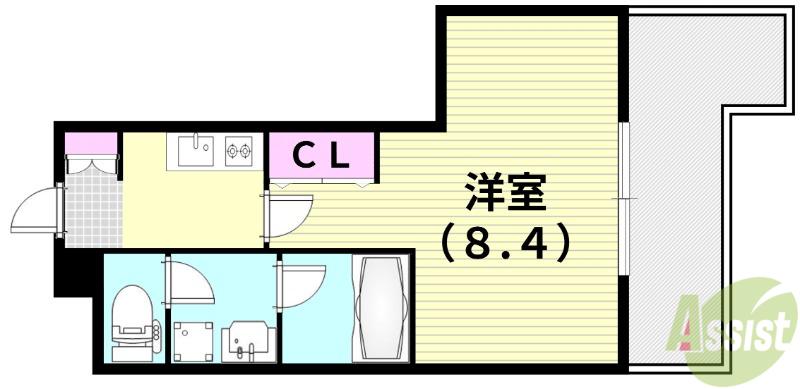 ウェルスクエア池田井口堂(1K/3階)の間取り写真