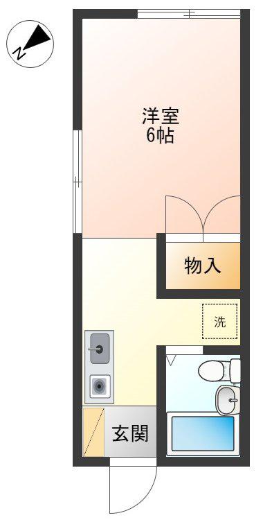 メゾンタナカ(1K/2階)の間取り写真