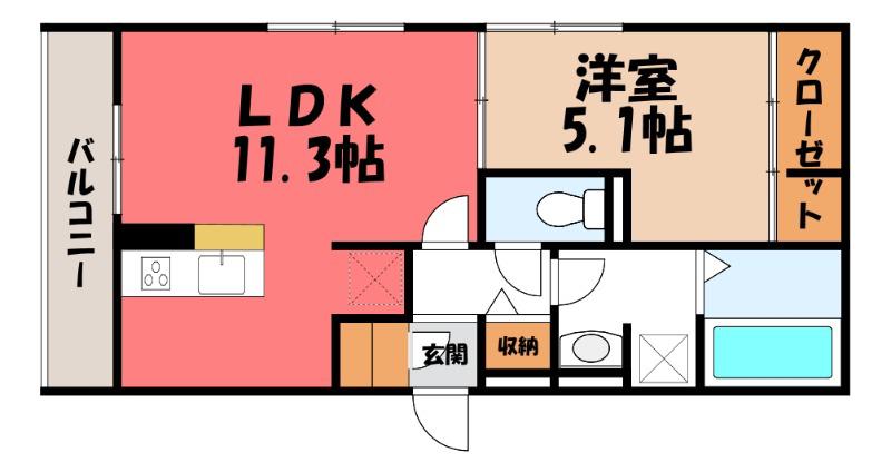 D-ROOM羅漢町(1LDK/3階)の間取り写真