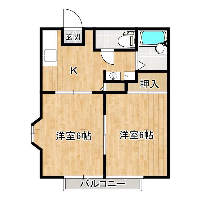 ポートランドM(2K/2階)の間取り写真