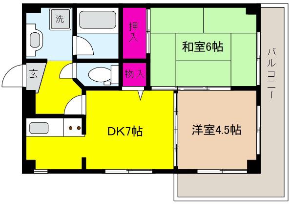 アンシャンテ御影(2DK/3階)の間取り写真