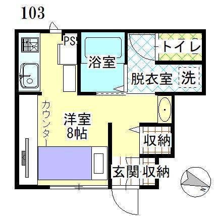 Dフロンティア宮野浦(ワンルーム/1階)の間取り写真