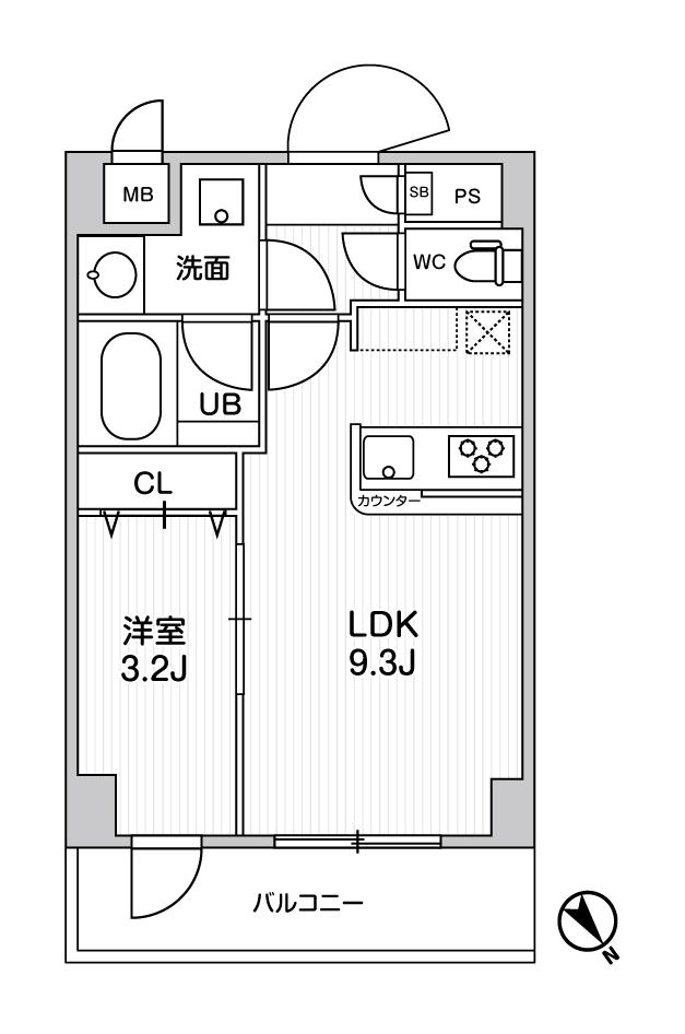 ドゥーエ曳舟 旧アルファコート曳舟3(1LDK/1階)の間取り写真