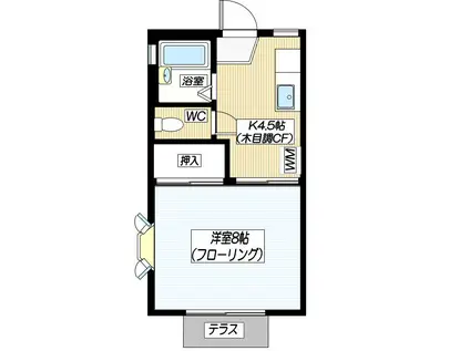江ノ島ラッフルズ(1DK/1階)の間取り写真