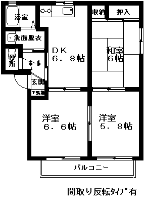 シャーメゾン内藤A(3DK/2階)の間取り写真