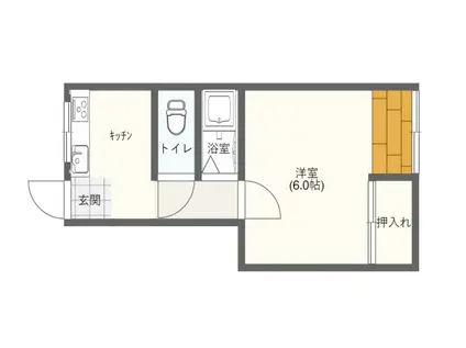 岩本マンション(1K/3階)の間取り写真