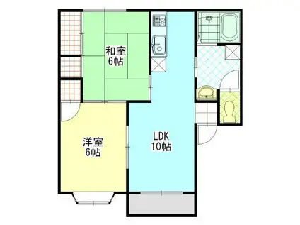 メルシー蔵王A・B(2LDK/2階)の間取り写真
