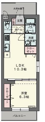 リュ・ア・ラ・モード(1LDK/2階)の間取り写真