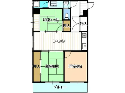 アポロ第2万恵マンション(3DK/3階)の間取り写真