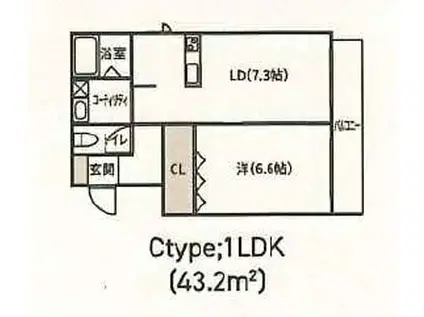 グランフォート東根(1LDK/1階)の間取り写真